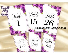 Purple Wedding Table numbers,Violet table numbers,(33cw)